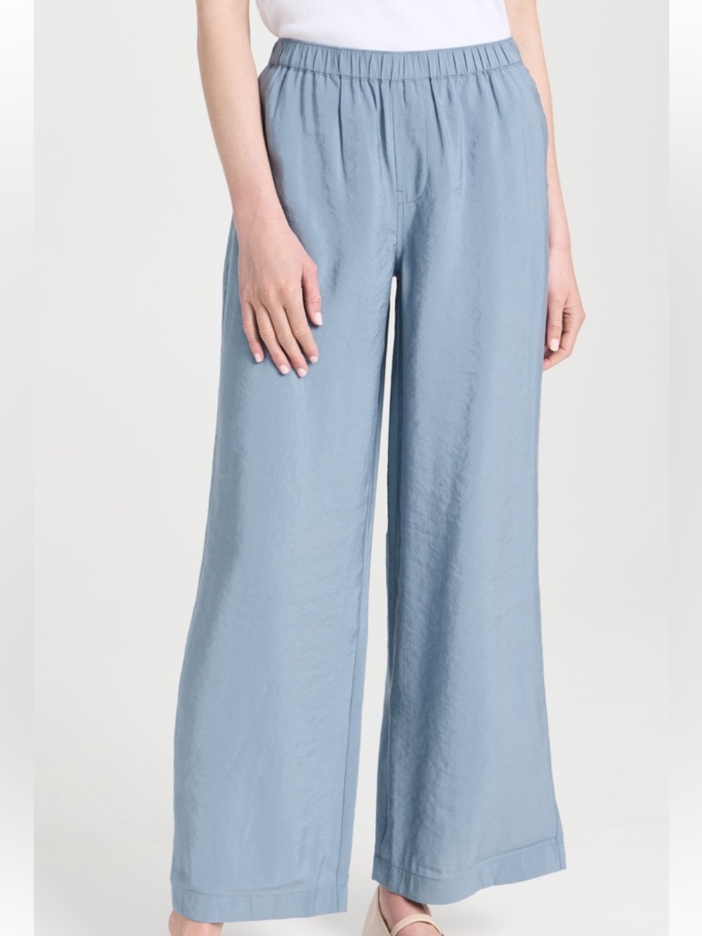 Madewell Pull-On Wide Leg Flowy Pants Blue Stonewash Relaxed Fit Size M